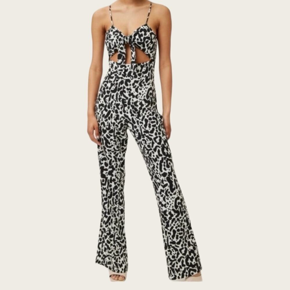 NWT | Lita by Ciara | Tie Front Jumpsuit | Cheetah Black/White | Small